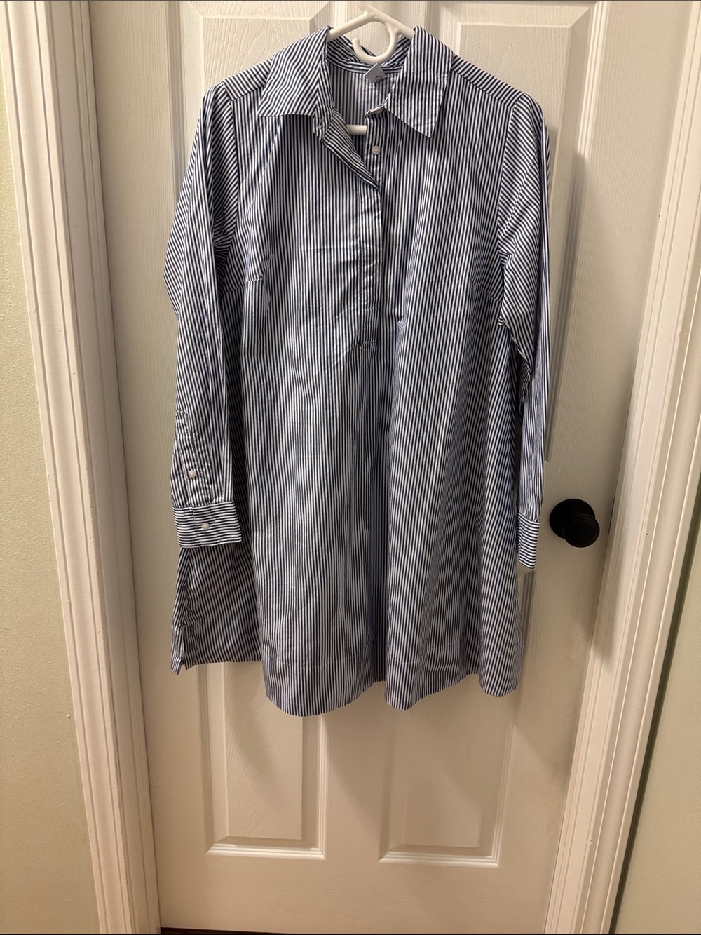 Old Navy Blue and White Striped Midi Shirt Dress.  A Line.